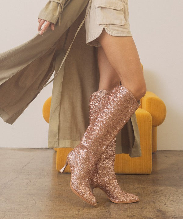 OASIS SOCIETY Jewel Disco Knee High Sequin Boots
