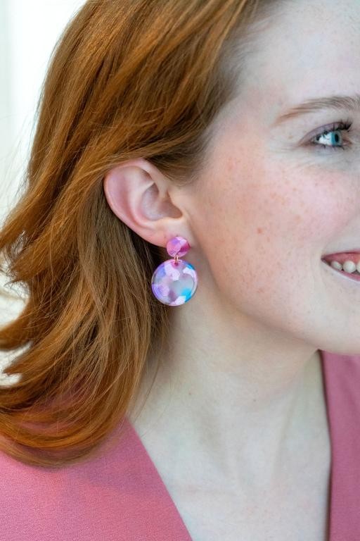 Round Drop Earrings - Cotton Candy