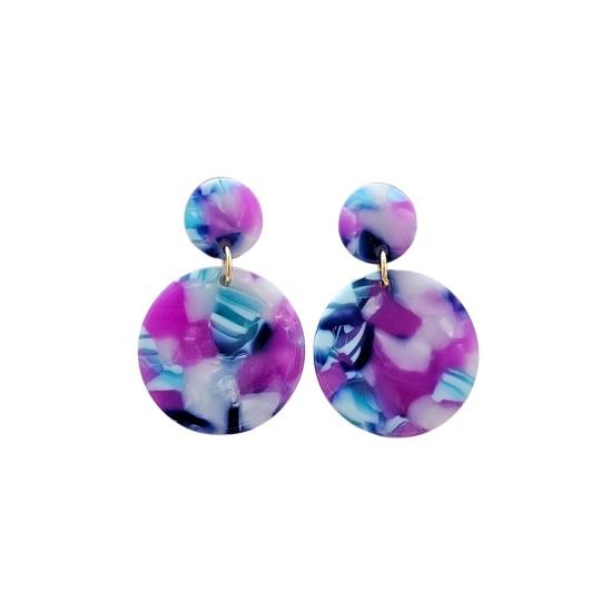 Round Drop Earrings - Purple Party