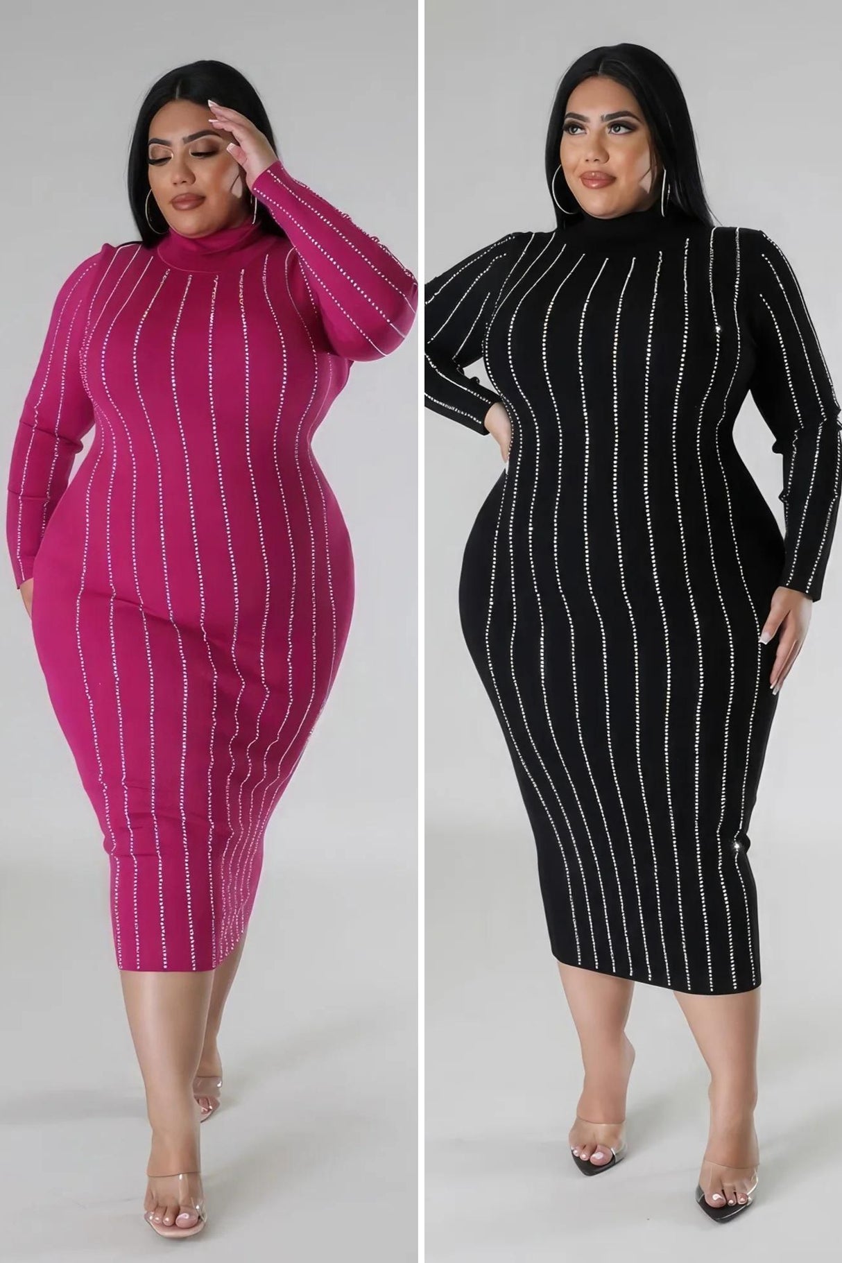 Plus Size Faux Leather One Shoulder Midi Dress