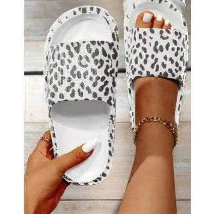 Insanely Comfortable Slides in White Leopard