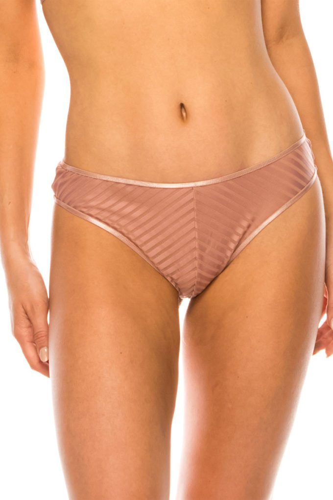 Youmita beige Striped Lace Thong