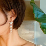 Silver Star Drop Earrings