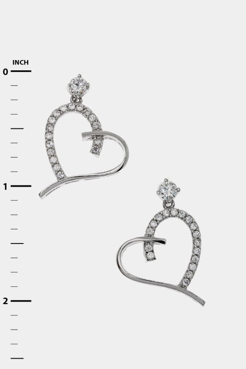 Cubic Zirconia Dangling Heart Earrings - Divva Style