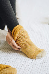 mustard Knitted Knee High Lounge Socks