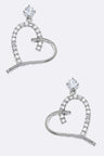 Cubic Zirconia Dangling Heart Earrings - Divva Style