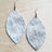 White and Gray Hair Leather Oval Earrings