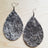 Tan, Brown & White Hair Leather Teardrop Earrings