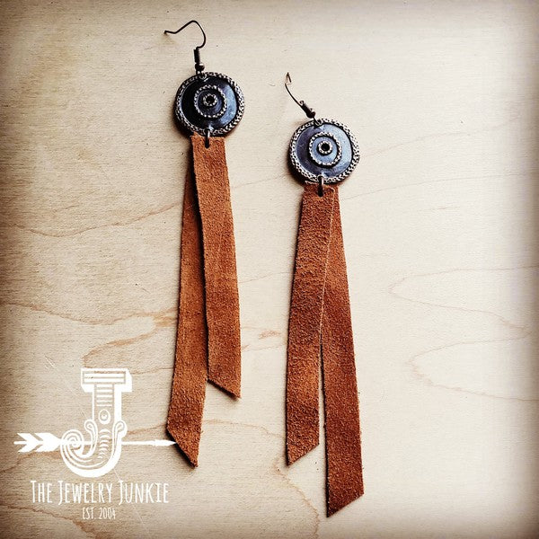 Leather & Tan Suede Drop Earrings