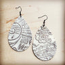 Oyster Paisley Leather Teardrop Earrings