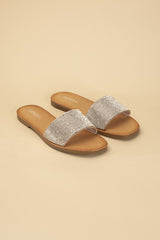 Dazzling silver Rhinestone Slide Sandals