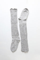 grey Shell Stitch Crew Socks