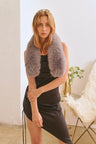 grey Faux Fur Collar Scarf