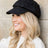 Black Faux Suede Newsboy Cap