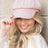 blush Faux Suede Newsboy Cap