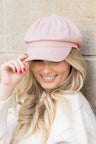 blush Faux Suede Newsboy Cap