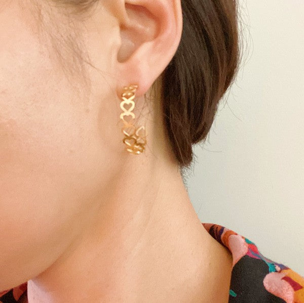 Golden Heart Hoop Earrings