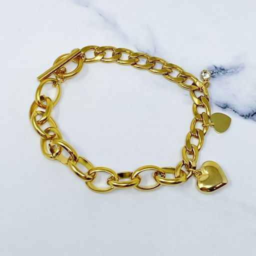 Gold Heart Charm Bracelet