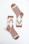 camel Faux Mohair Diamond Pattern Socks