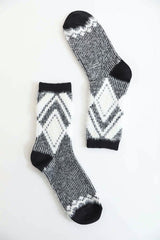 Black Faux Mohair Diamond Pattern Socks