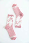 pink Faux Mohair Diamond Pattern Socks