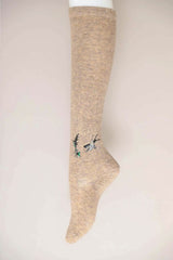 tan Hummingbird Wool Knee High Socks