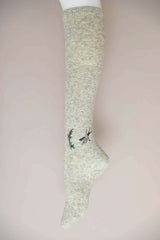 heather grey Hummingbird Wool Knee High Socks