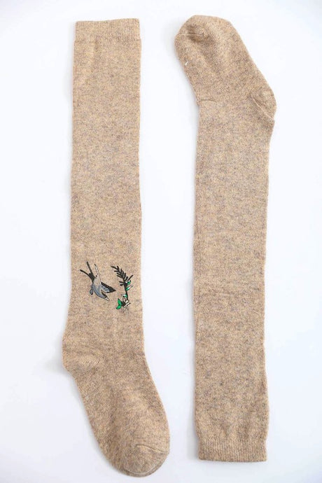 tan Hummingbird Wool Knee High Socks