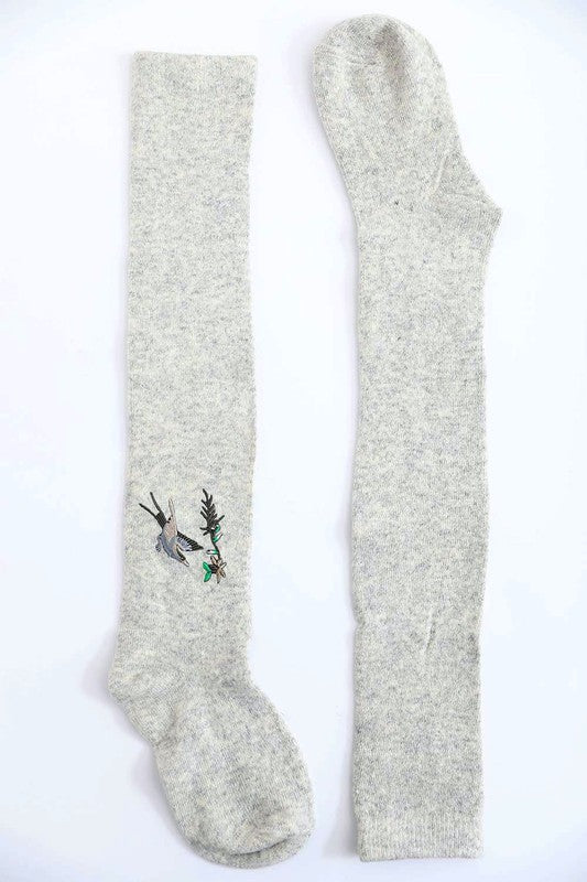 heather grey Hummingbird Wool Knee High Socks