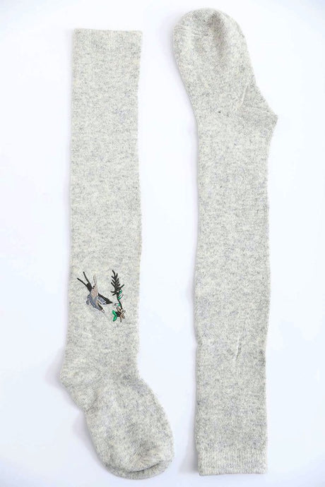 heather grey Hummingbird Wool Knee High Socks