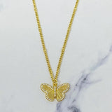 Gold Brass Butterfly Charm Necklace