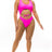 pink Plus Size One-Piece Chain Detail Swimsuit