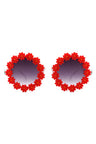 red Round Daisy Flower Shape Circle Floral Sunglasses