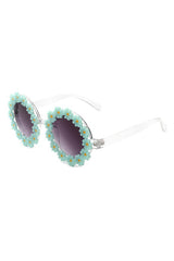 light green Round Daisy Flower Shape Circle Floral Sunglasses