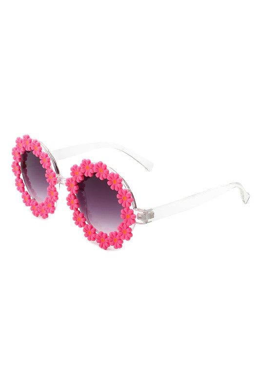 fuchsia Round Daisy Flower Shape Circle Floral Sunglasses