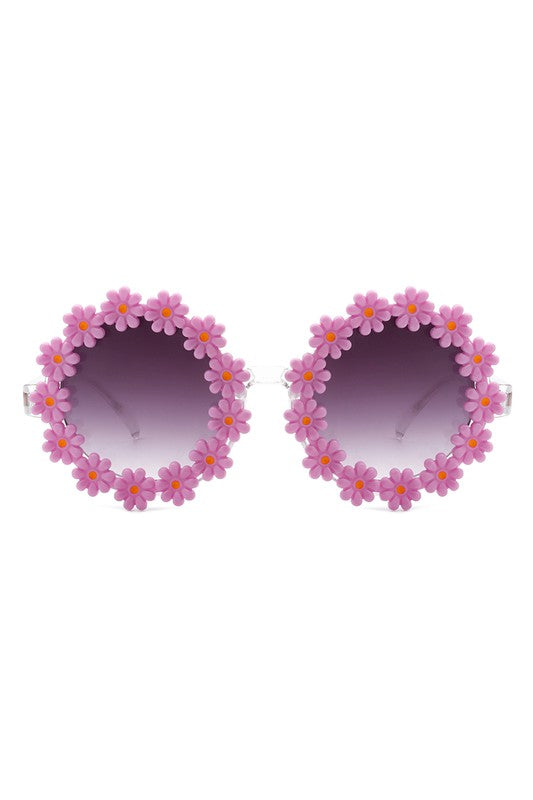 purple Round Daisy Flower Shape Circle Floral Sunglasses