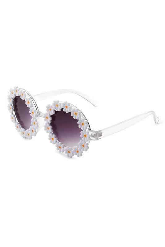 white Round Daisy Flower Shape Circle Floral Sunglasses