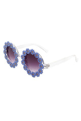 blue Round Daisy Flower Shape Circle Floral Sunglasses