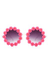 fuchsia Round Daisy Flower Shape Circle Floral Sunglasses