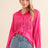 hot pink Satin Shirt Blouse with Chevron Fringe