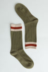 olive Color Block Crew Socks