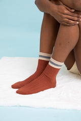 rust Color Block Crew Socks