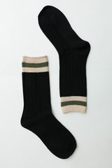 Black Color Block Crew Socks