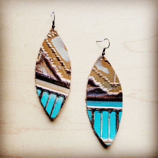 Turquoise Sahara Navajo Narrow Oval Earrings