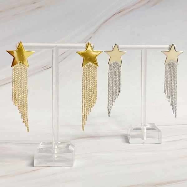 silver and gold Cascading Star Earrings