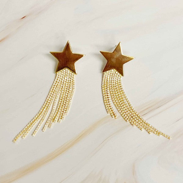 gold Cascading Star Earrings
