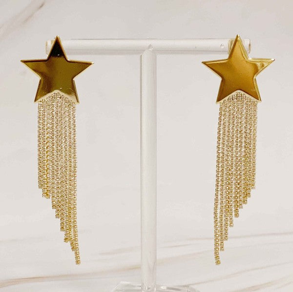 gold Cascading Star Earrings