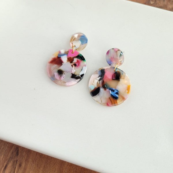 Round Drop Earrings - Multicolor