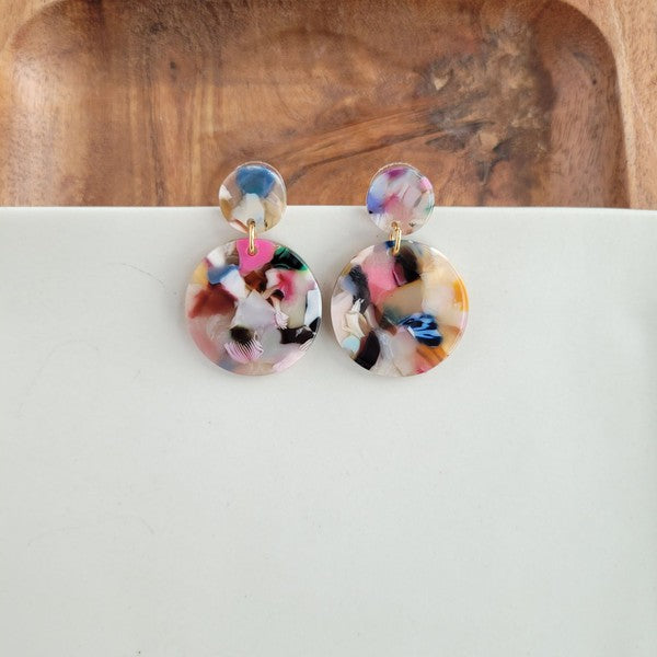 Round Drop Earrings - Multicolor