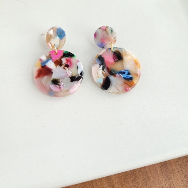 Round Drop Earrings - Multicolor